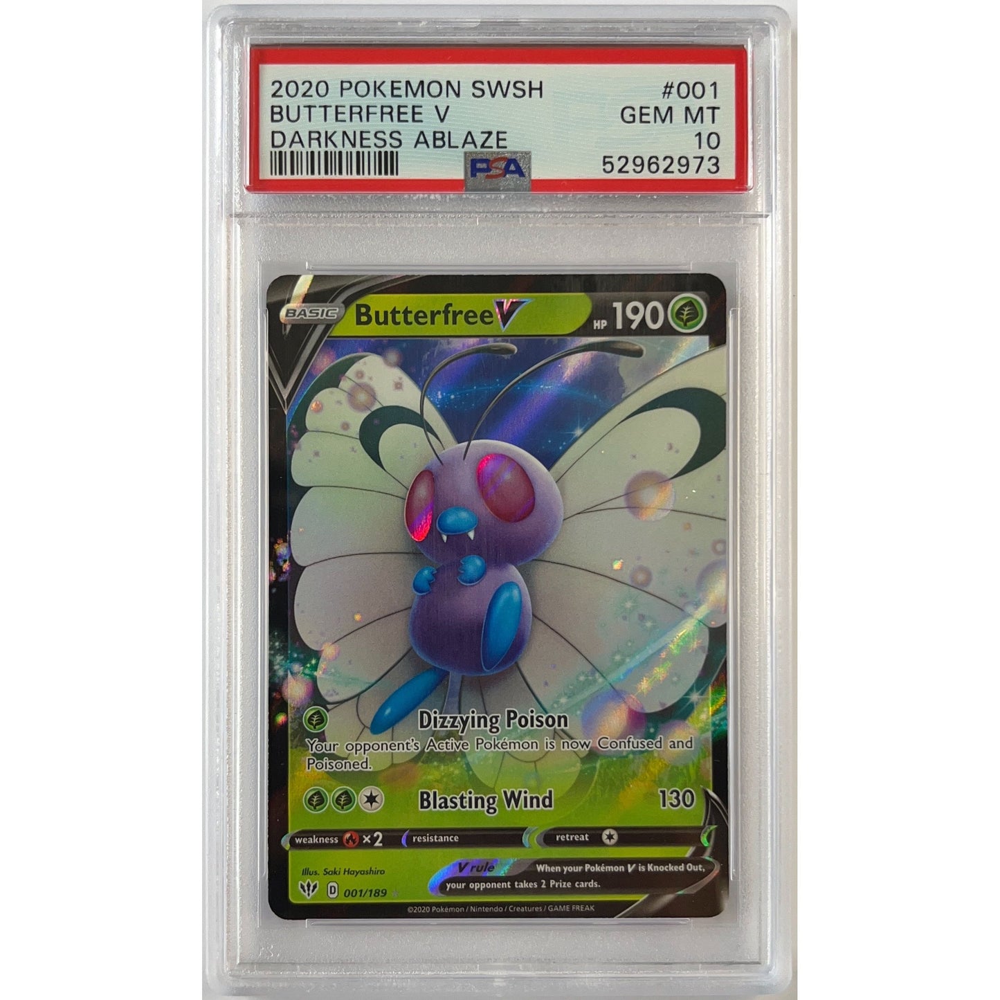 Butterfree V Holo Rare 001/189 PSA 10 GEM MINT