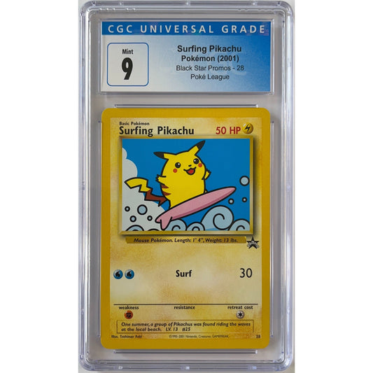 Surfing Pikachu Non Holo Black Star Promo 28 CGC 9 MINT