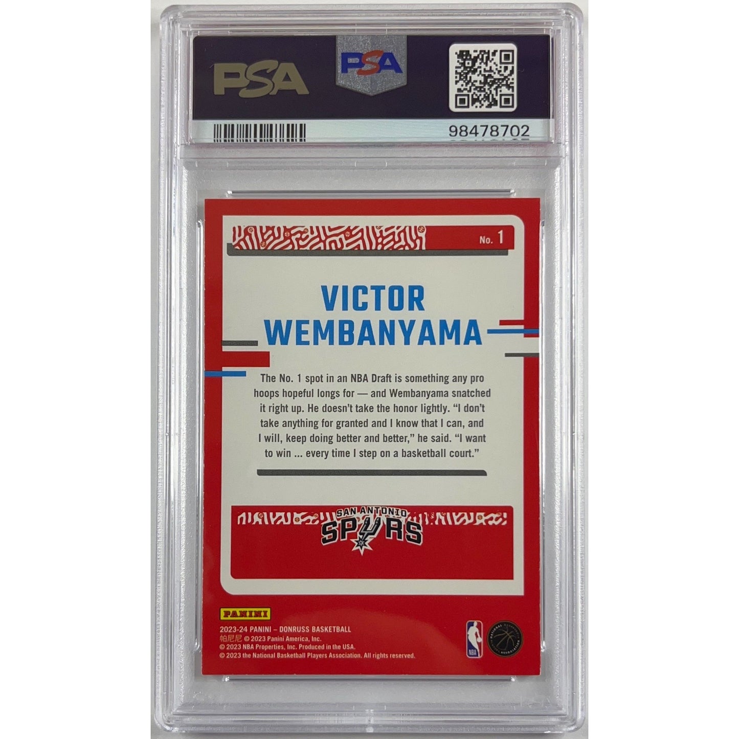 2023-24 Donruss Victor Wembanyama The Rookies PSA 8 NM-MT