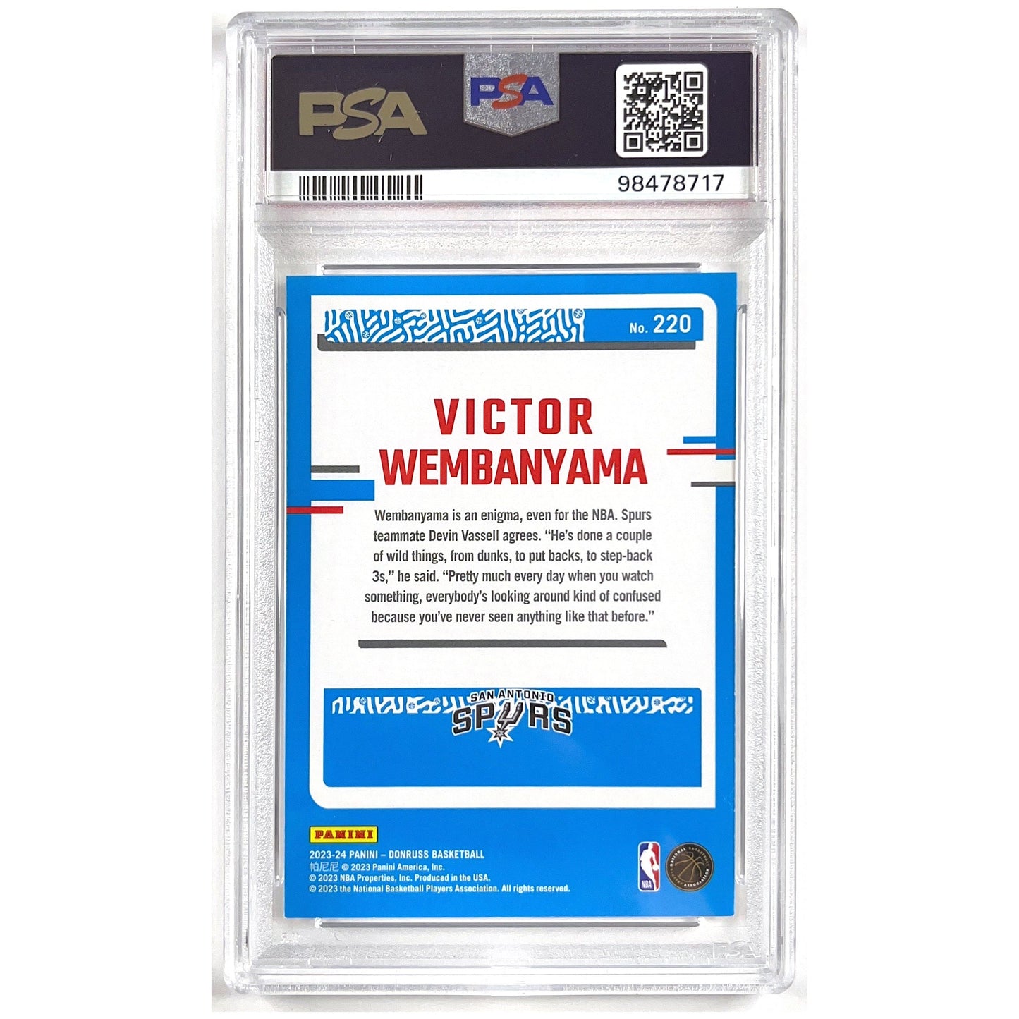 2023-24 Donruss Victor Wembanyama Rated Rookie PSA 9 MINT