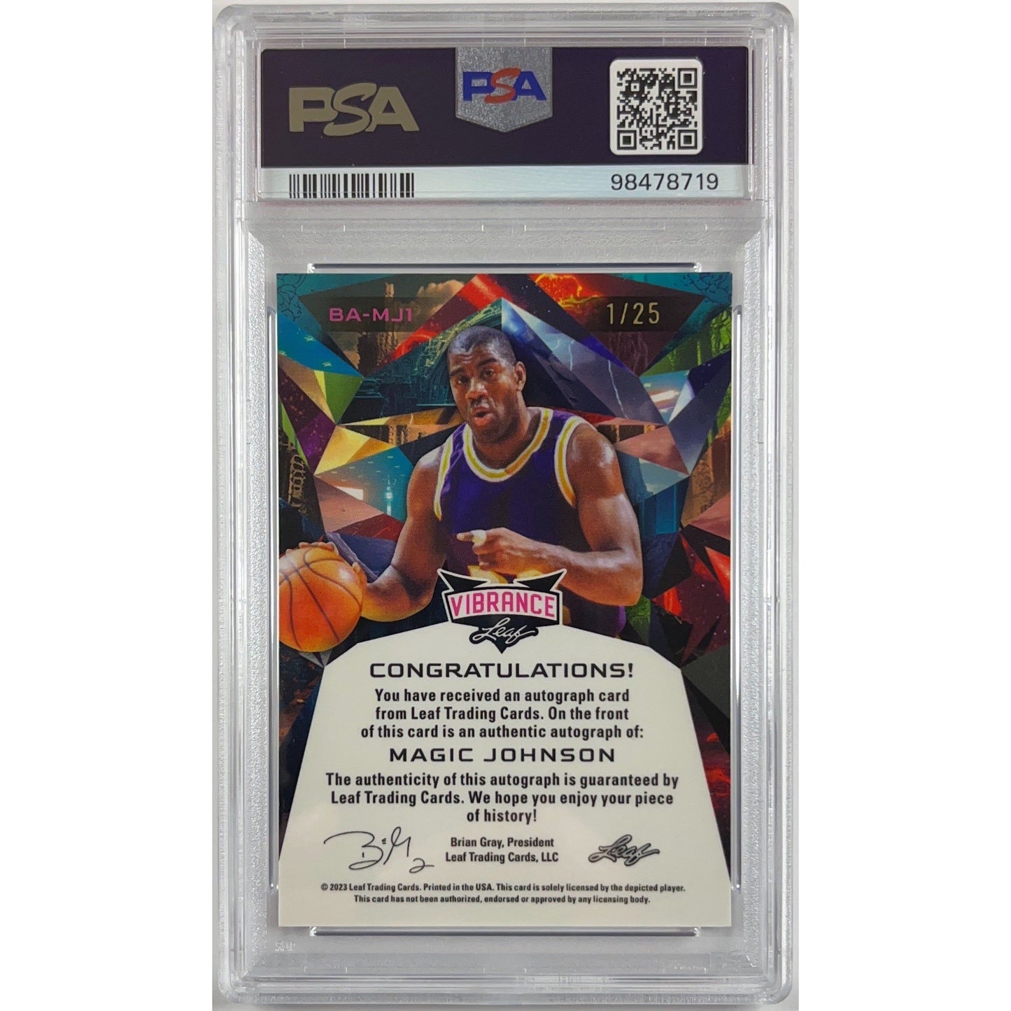 2023 Leaf Ervin “Magic” Johnson Vibrance Auto 1/25 PSA 7 NEAR MINT