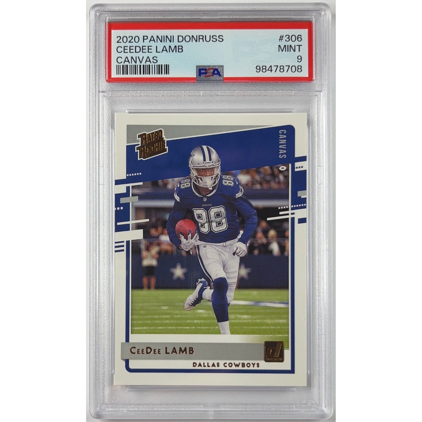 2020 Panini Donruss CeeDee Lamb Canvas Rated Rookie PSA 9 MINT