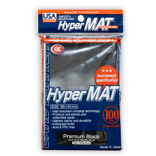 KMC Hyper Mat Premium Black Tournament Specification Sleeves - 100ct