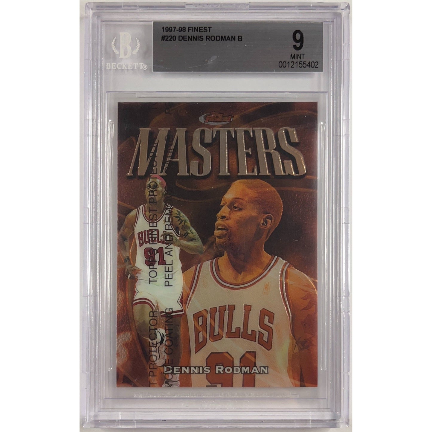 1997-98 Topps Finest Denis Rodman Masters Unpeeled BECKETT 9 MINT