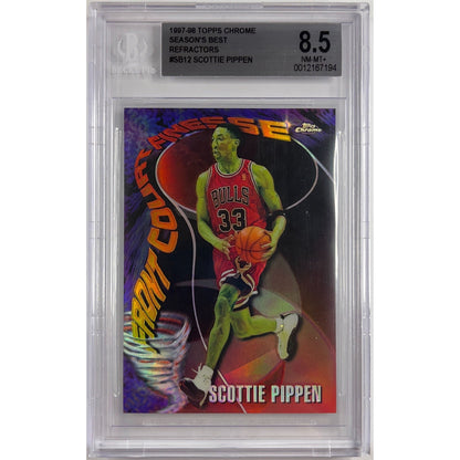 1997-98 Topps Chrome Scottie Pippen Season’s Best Refractor BECKETT 8.5 NEAR MINT - MINT