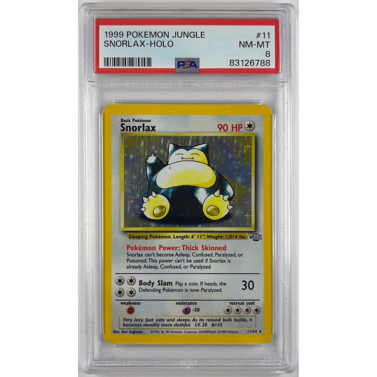 Snorlax Holo Rare 11/64 PSA 8 NEAR MINT - MINT