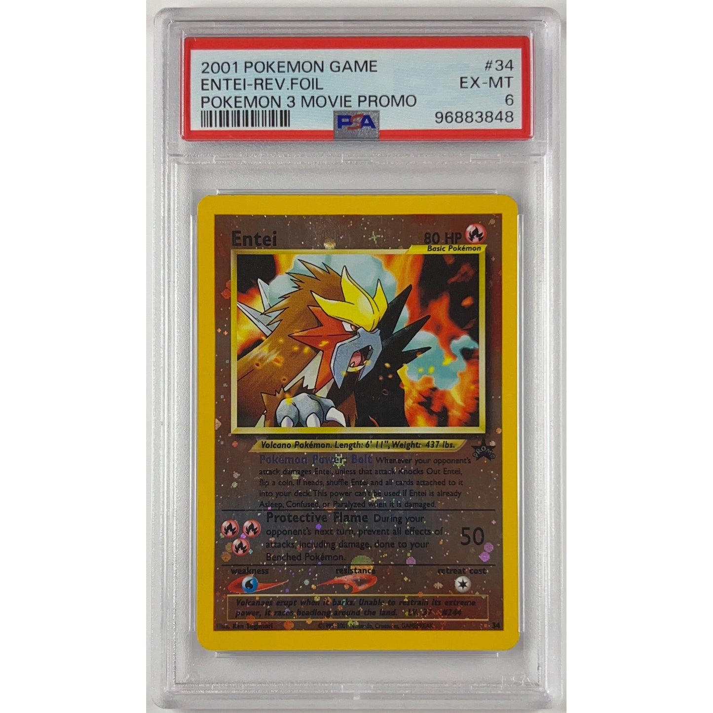 Entei Reverse Holo Pokémon 3 Movie Promo PSA 6 EX-MT