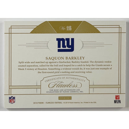 2018 Panini Flawless Saquon Barkley Rookie Auto /20