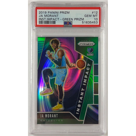 2019-20 Panini Prizm Ja Morant Instant Impact Green Prizm RC PSA 10 GEM MINT