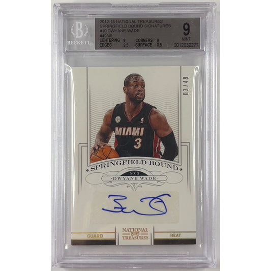 2012-13 National Treasures Dwayne Wade Springfield Bound Signatures 03/49 BECKETT 9 MINT