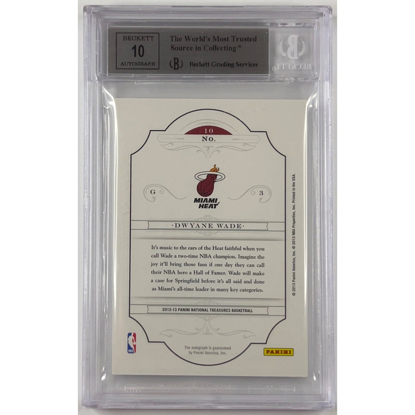 2012-13 National Treasures Dwayne Wade Springfield Bound Signatures 03/49 BECKETT 9 MINT