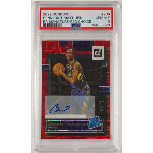 2022-23 Donruss Bennedict Mathurin Red Choice Prizm Rated Rookie /99 PSA 10 GEM MINT