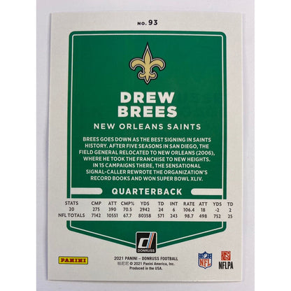 2021 Donruss Drew Brees Blue Press Proof