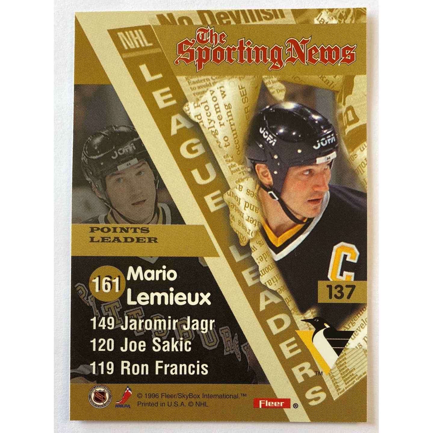 1996-97 Fleer Lemieux / Jagr / Sakic / Francis Points Leaders