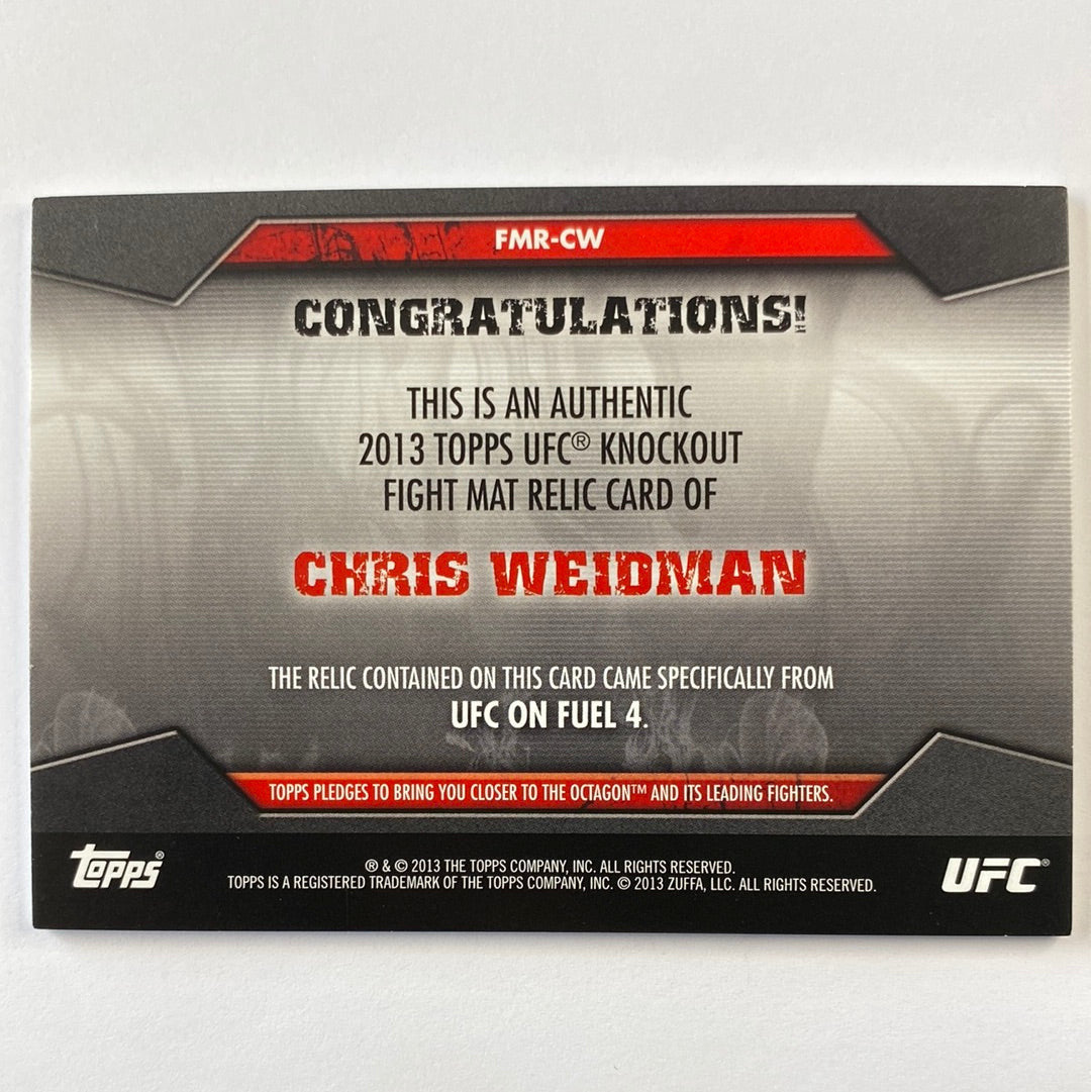 2013 Topps Knockout Chris “The All American” Weidman Mat Relic /188