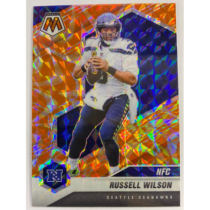 2021 Mosaic Russell Wilson NFC Orange Reactive Prizm