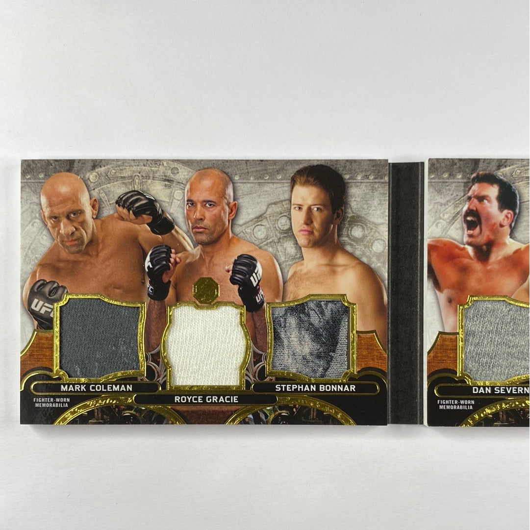 2014 Topps Knockout Mark Coleman / Royce Gracie / Stephan Bonnar / Dan Severn / Matt Hughes / Chuck Liddell Triple Threads 6 Man Booklet 03/36