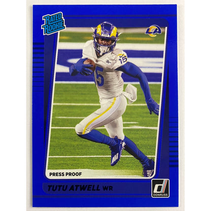 2021 Donruss Tutu Atwell Blue Press Proof Rated Rookie