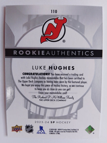 2023-24 SP Rookie Authentics Luke Hughes Jersey Patch