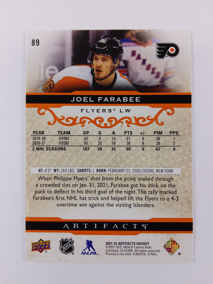 2021-22 Artifacts Joel Farabee Orange Foil /75