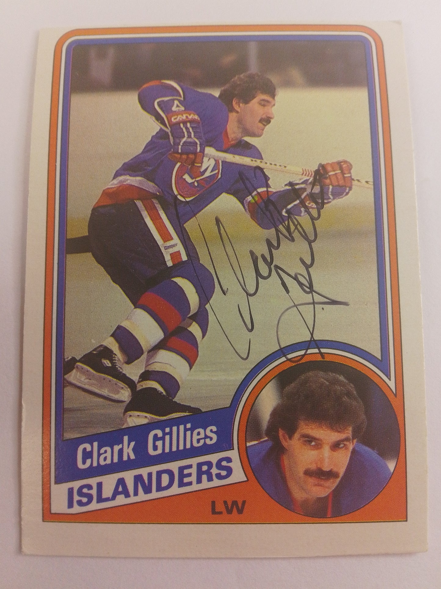 1984-85 O-Pee-Chee Clark Gillies In Person Auto