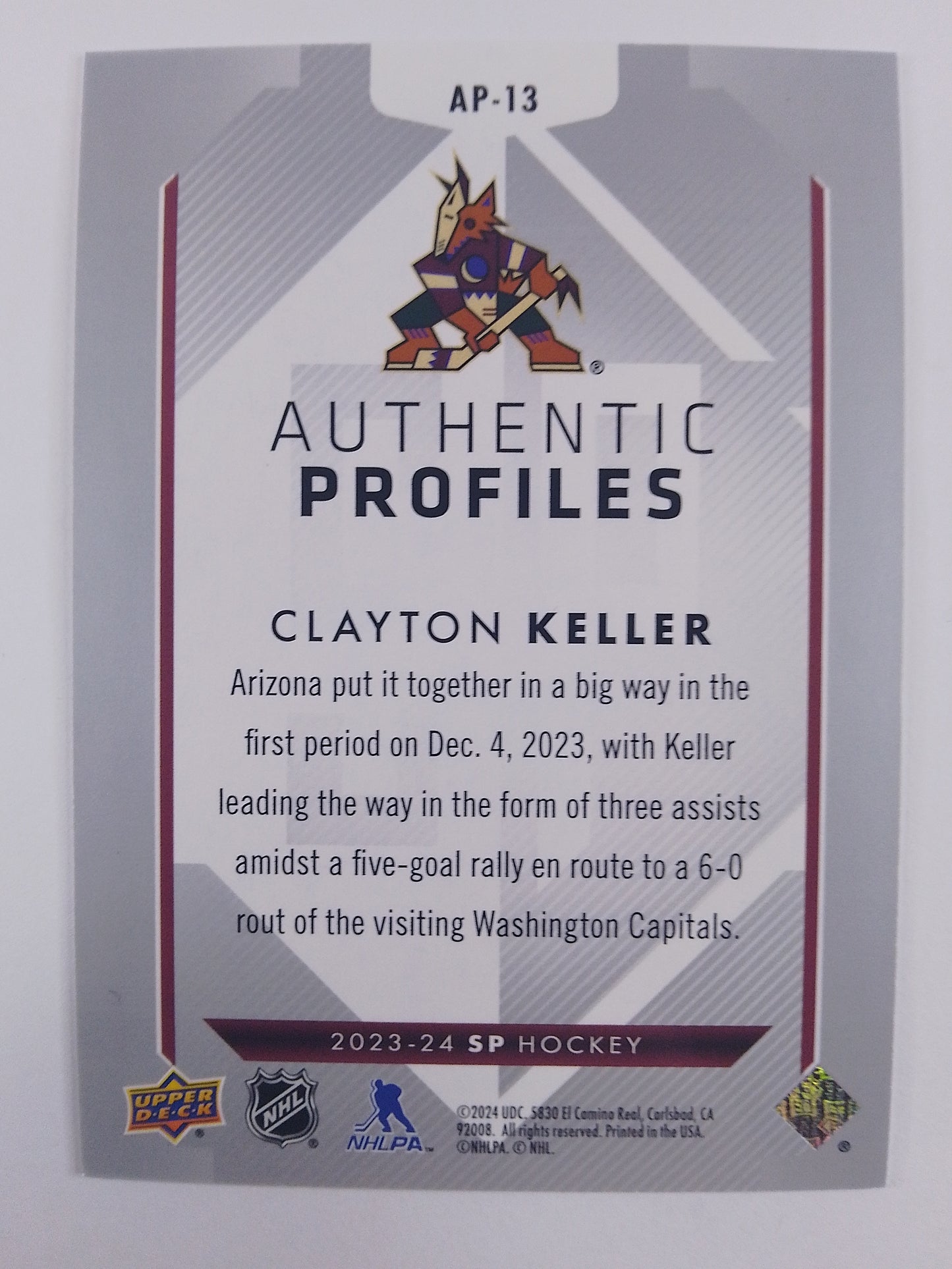 2023-24 SP Clayton Keller Authentic Profiles  /1299