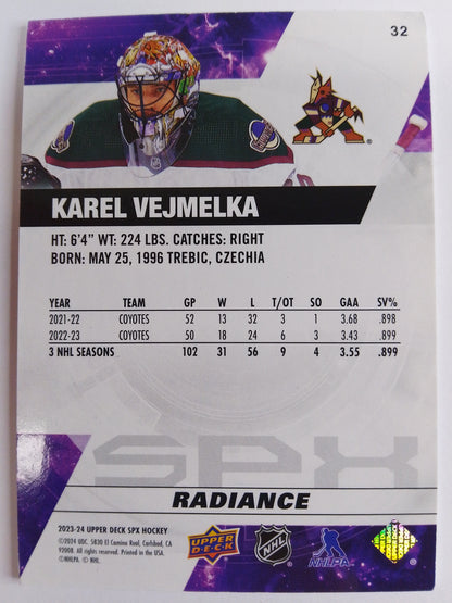 2023-24 Spx Purple Radiance /100 Karel Vejmelka