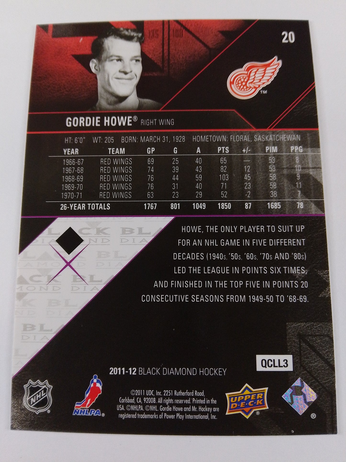 2011-12 Black Diamond Gordie Howe #20