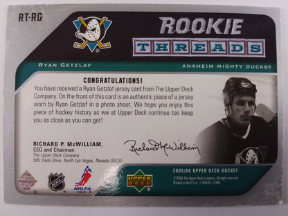 2005-06 Rookie Threads Ryan Getzlaf Jersey Patch