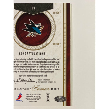2009-10 O-Pee-Chee Premier Benn Ferriero RPA /299 | Local Legends Cards & Collectibles