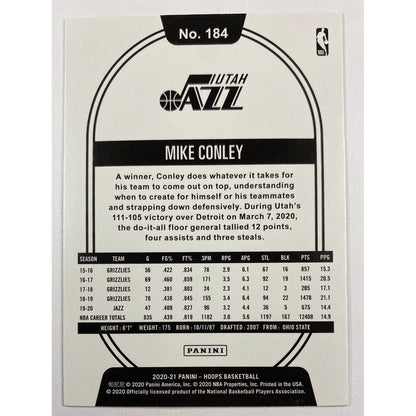 2020-21 Hoops Mike Conley Blue Parallel