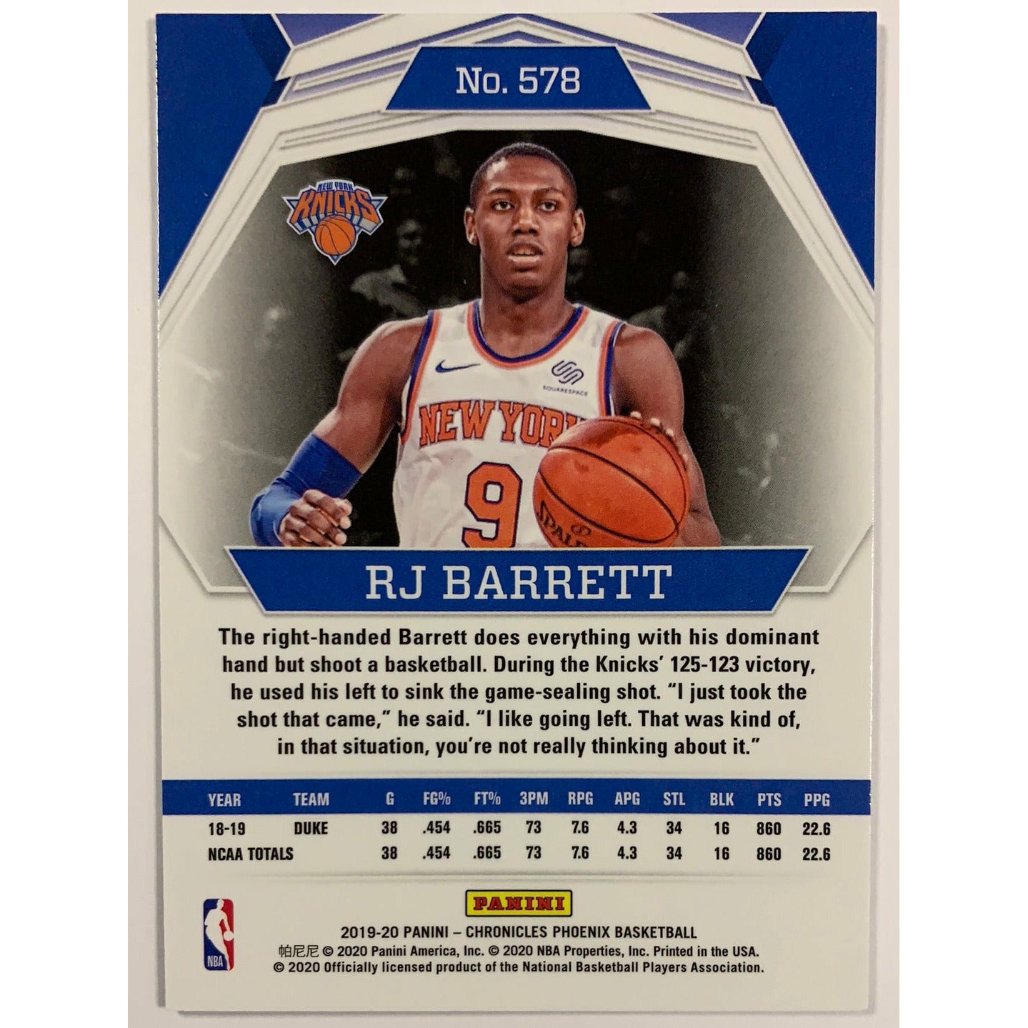  2019-20 Chronicles Phoenix RJ Barrett RC  Local Legends Cards & Collectibles