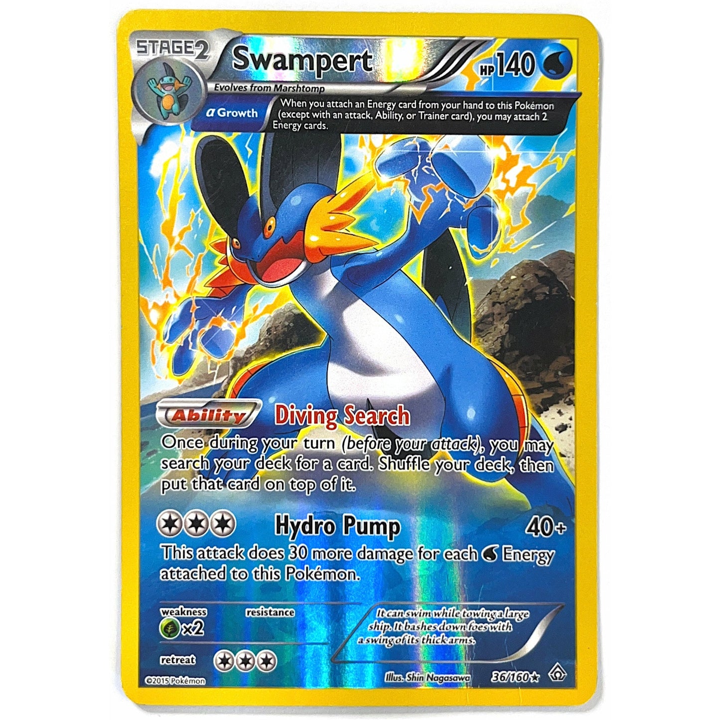 XY Primal Clash Swampert Rare Holo 36/160 *PLAYED