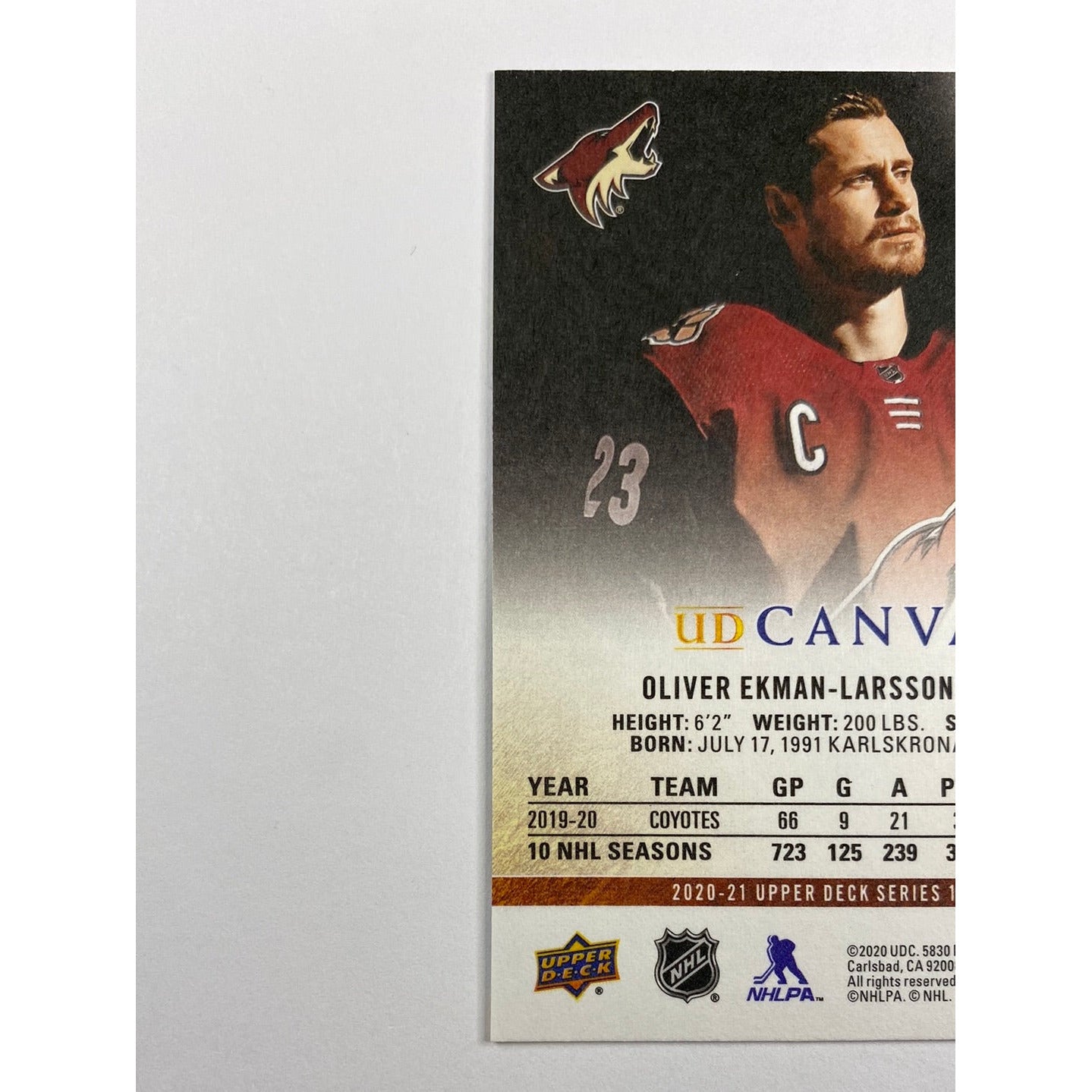 2020-21 Upper Deck Series 1 Oliver Ekman-Larsson UD Canvas