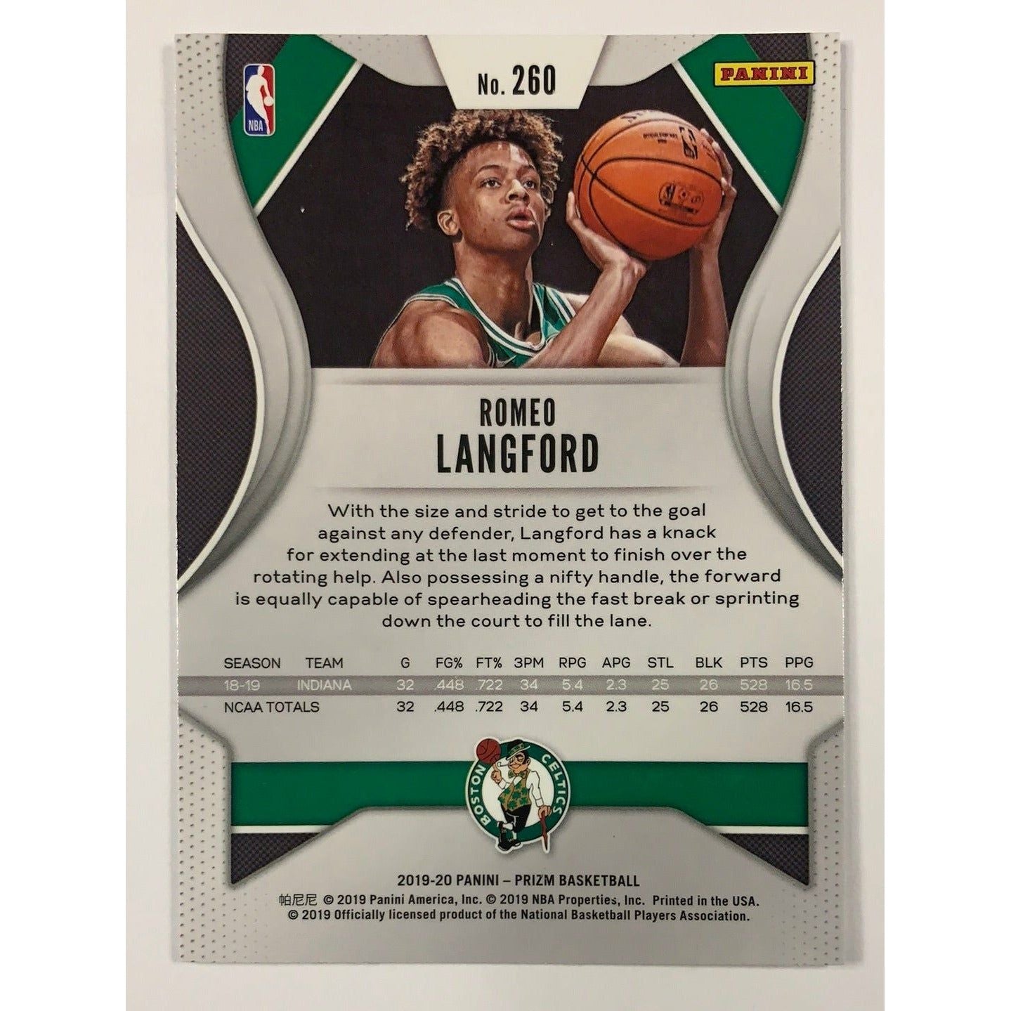 2019-20 Prizm Romeo Langford Rookie Card