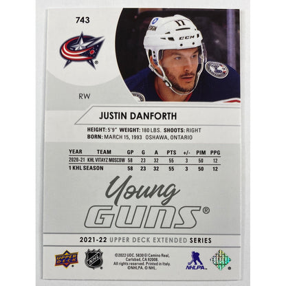 2021-22 Upper Deck Extended Series Justin Danforth Young Guns