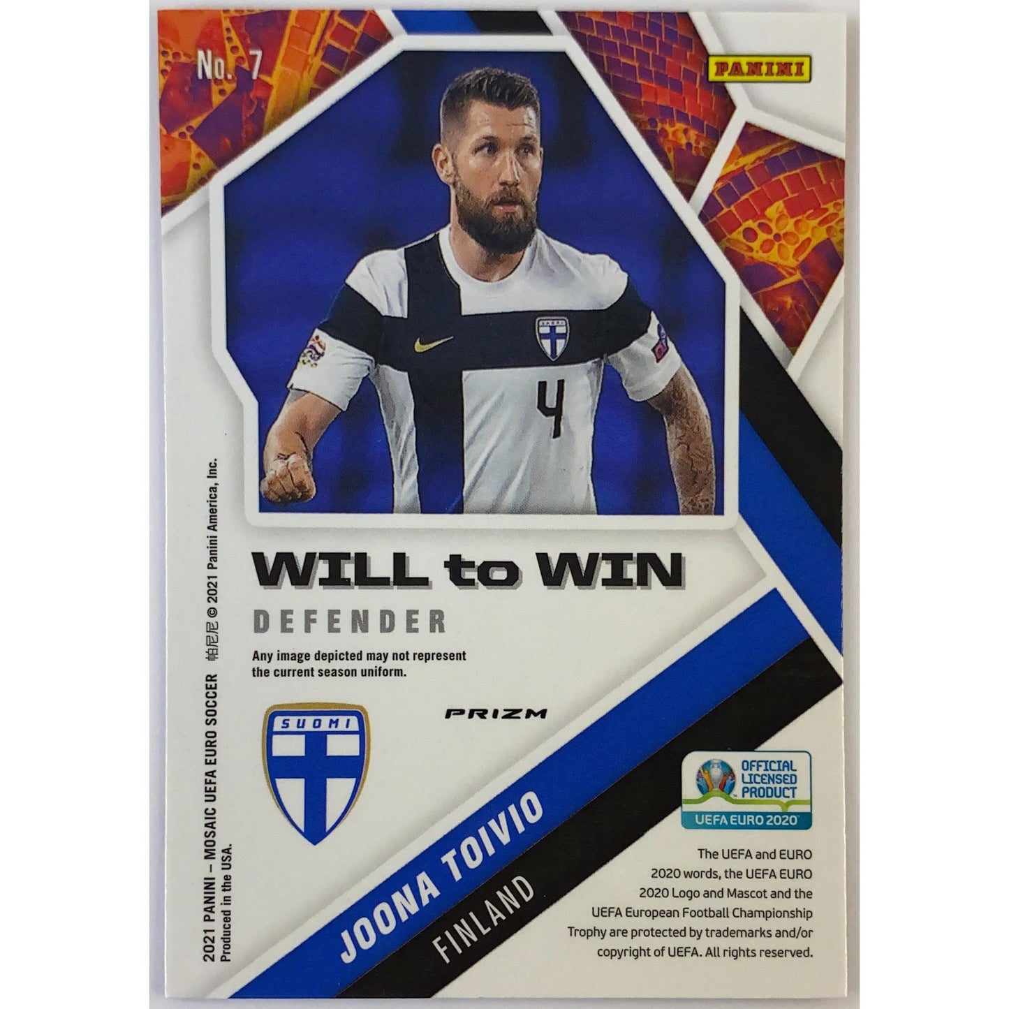 2020-21 Mosaic Joona Toivio Will to Win Green Mosaic Prizm | Local Legends Cards & Collectibles