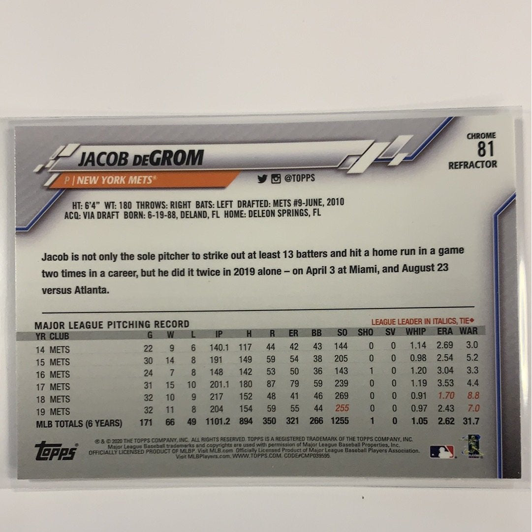  2020 Topps Chrome Jacob Degrom Base Refractor  Local Legends Cards & Collectibles