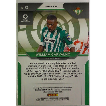 2020-21 Chronicles Prizm William Carvalho Blue Shimmer Prizm