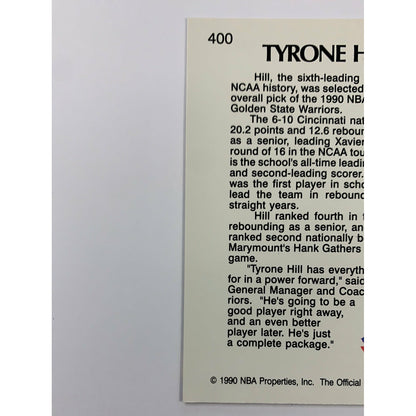 1989-90 Hoops Tyrone Hill 1990 Lottery Pick