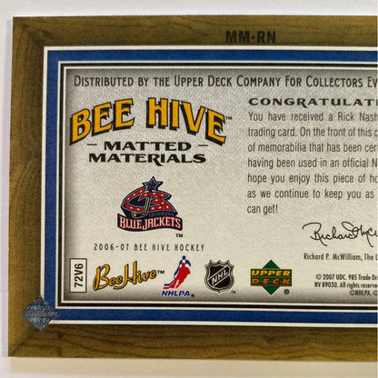 2006-07 Bee Hive Rick Nash Bee Hive Materials