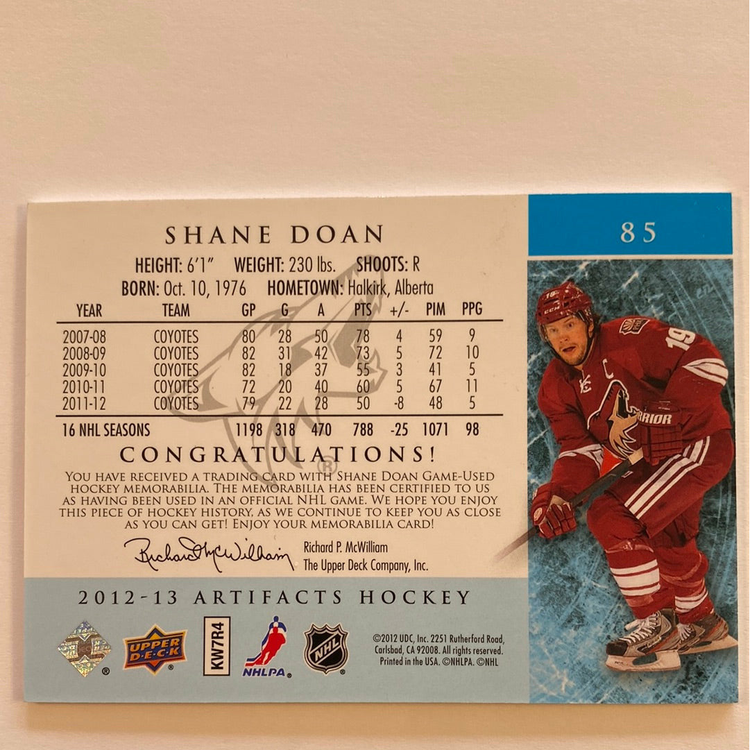  2012-13 Artifacts Shane Doan Silver Dual Jersey Patch /125  Local Legends Cards & Collectibles