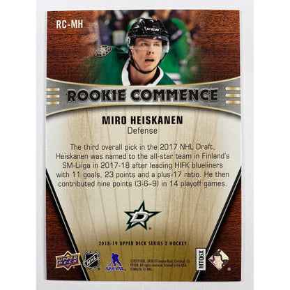 2018-19 Upper Deck Series 2 Miró Heiskanen Rookie Commence