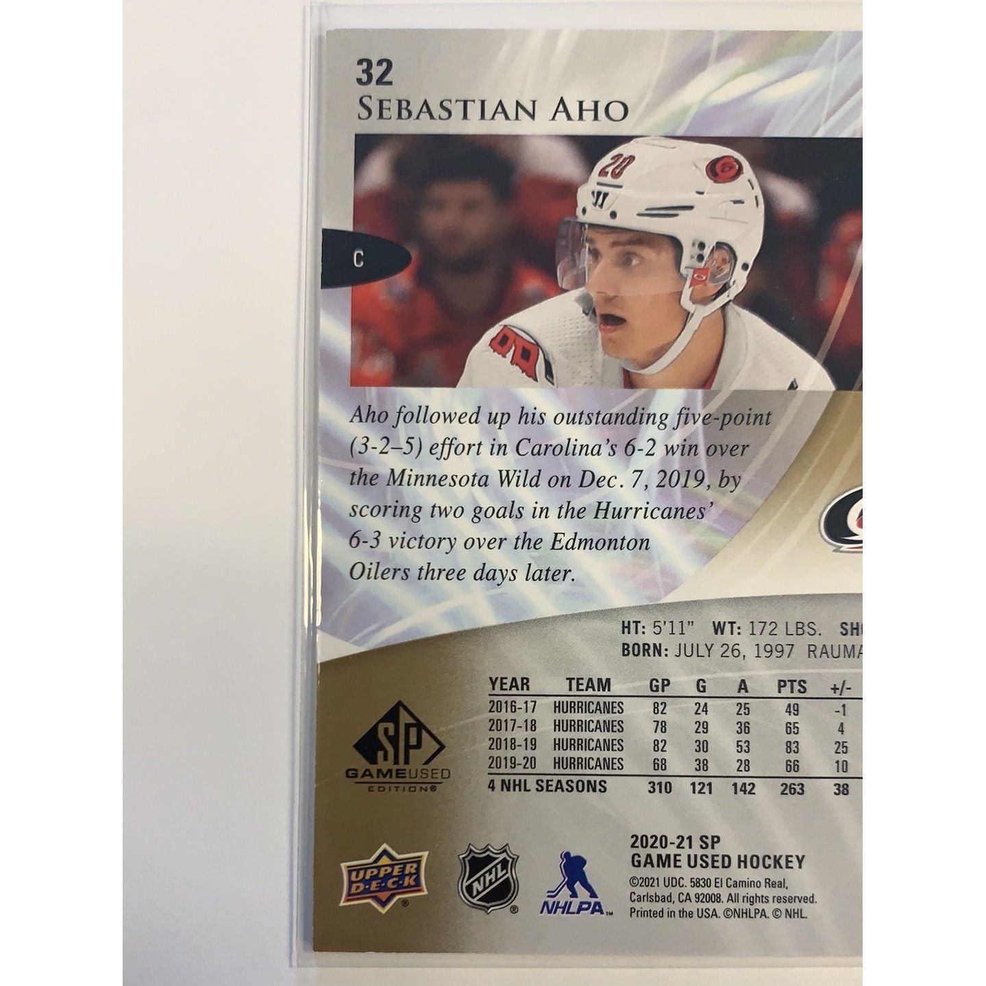  2020-21 SP Game Used Sebastian Aho /265  Local Legends Cards & Collectibles