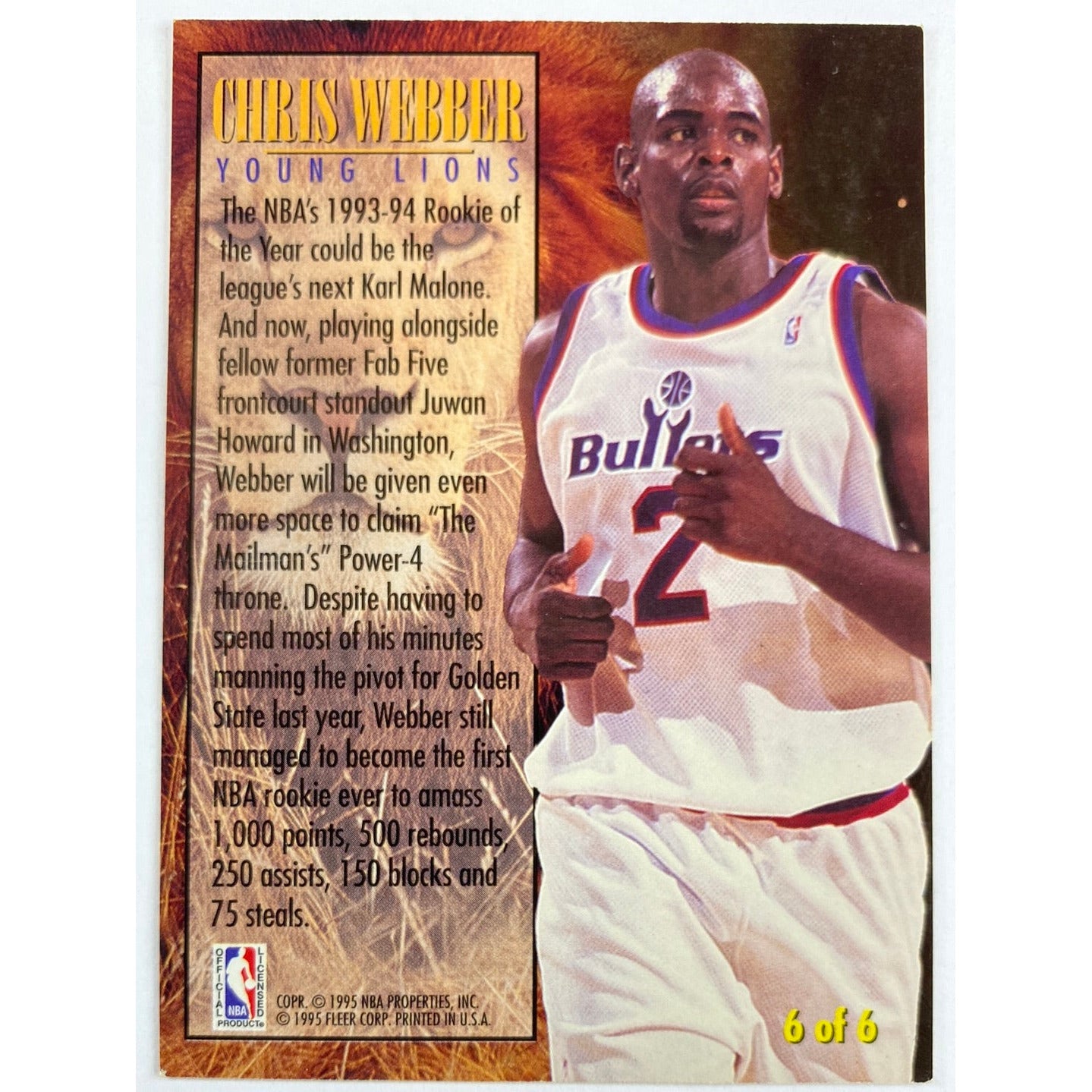 1994-95 Fleer Chris Weber Young Lion | Local Legends Cards & Collectibles