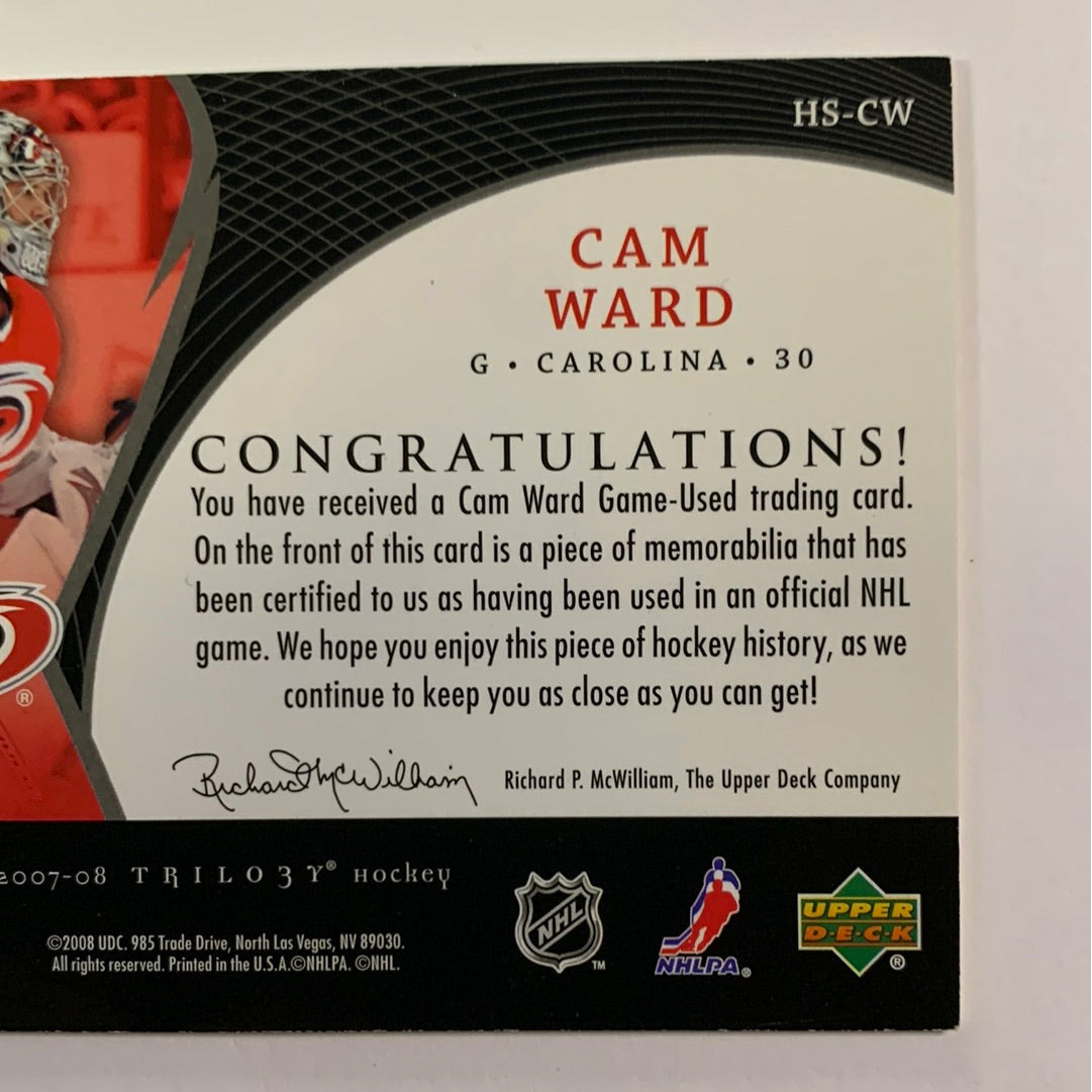 2007-08 Trilogy Cam Ward Honorary Swatches