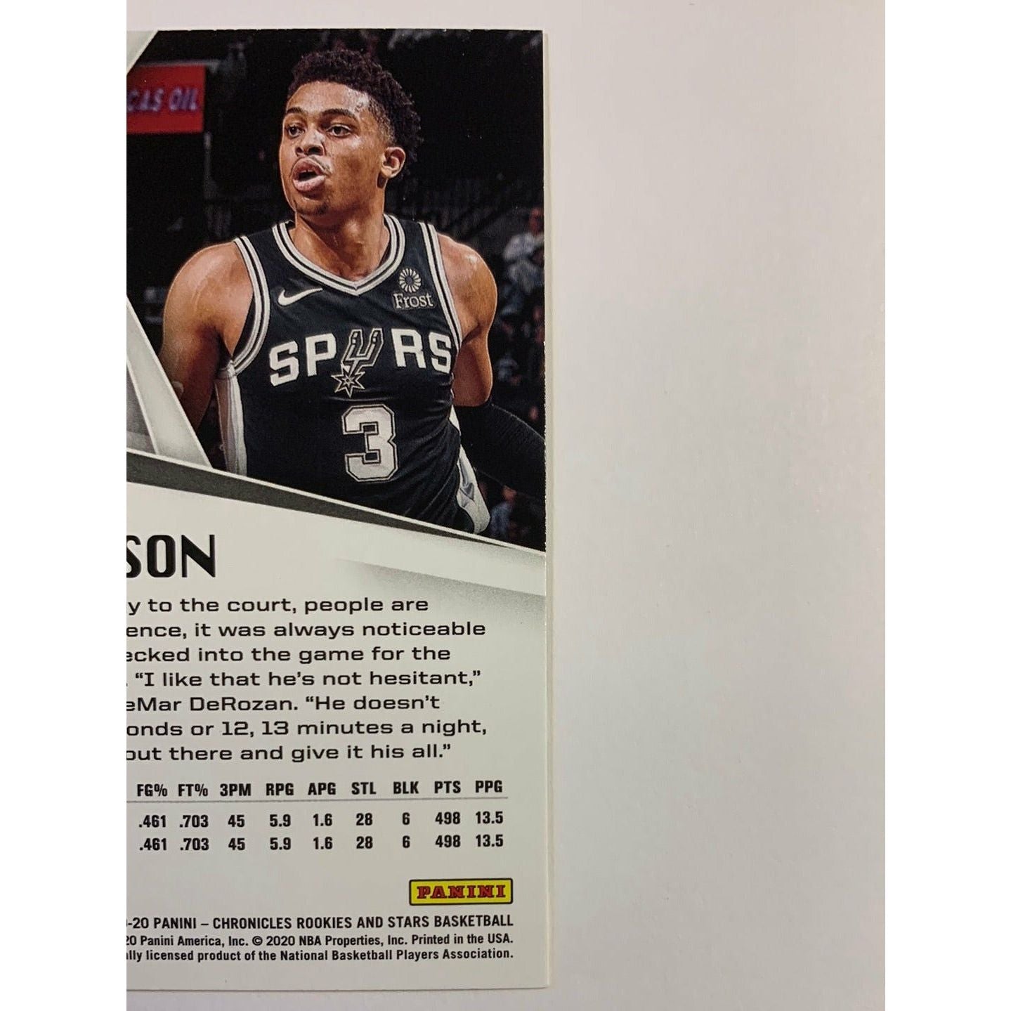 2019-20 Chronicles Rookies And Stars Keldon Johnson RC