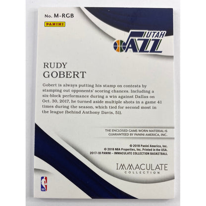 2017-18 Immaculate Collection Rudy Gobert Game Worn Patch /49