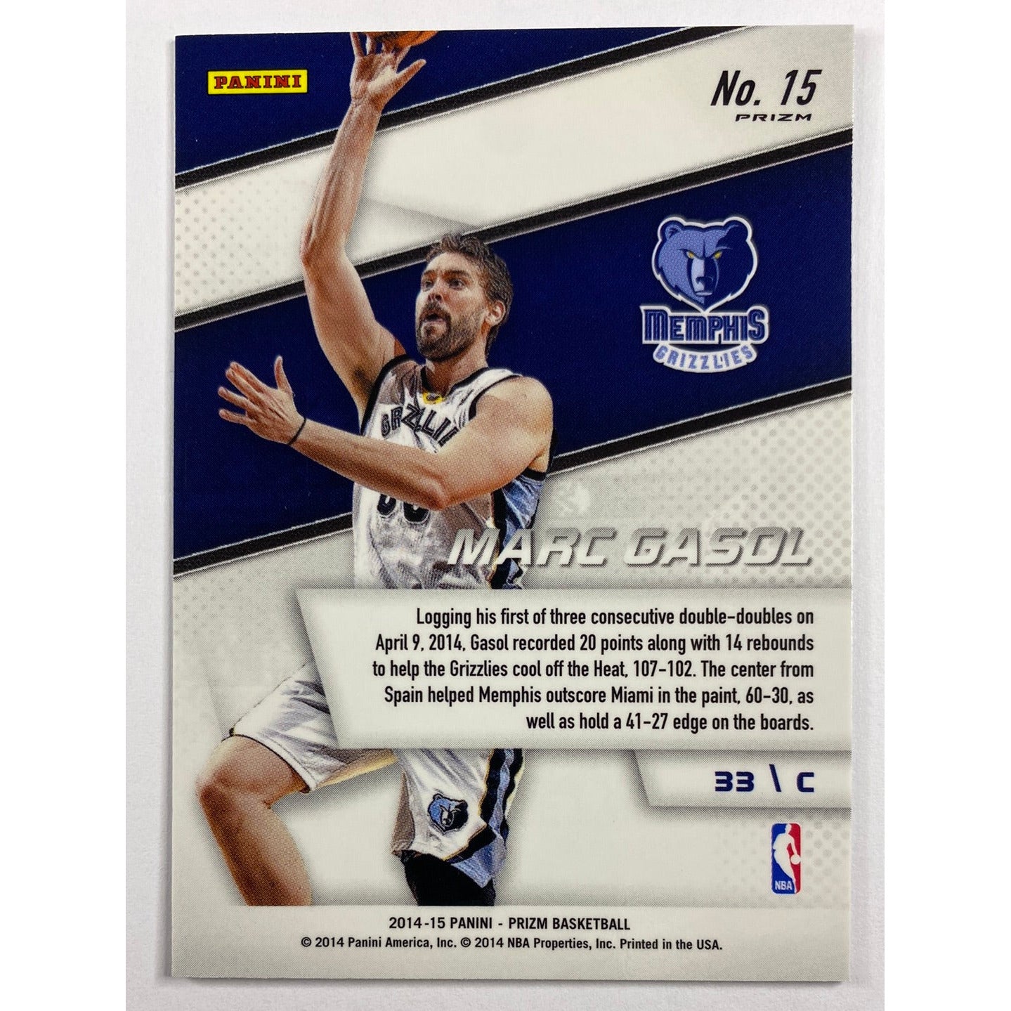 2014-15 Panini Prizm Marc Gasol Representatives Silver Holo Prizm