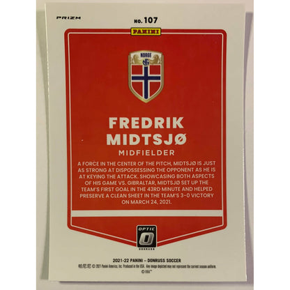 2021-22 Donruss Optic Fredrik Midtsjo Silver Holo Prizm RC